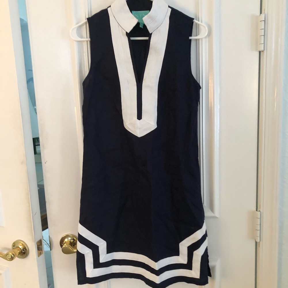 Classic Sail to Sable Blue Linen Tunic Dress XS